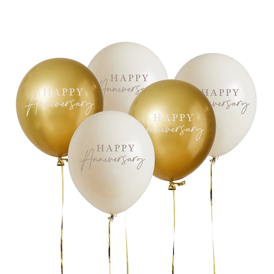12" LATEX - HAPPY ANNIVERSARY - PACK OF 5