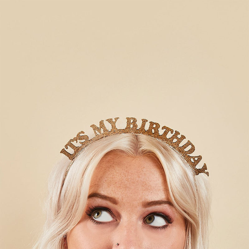 HEADBAND - IT'S MY BIRTHDAY - GOLD GLITTER