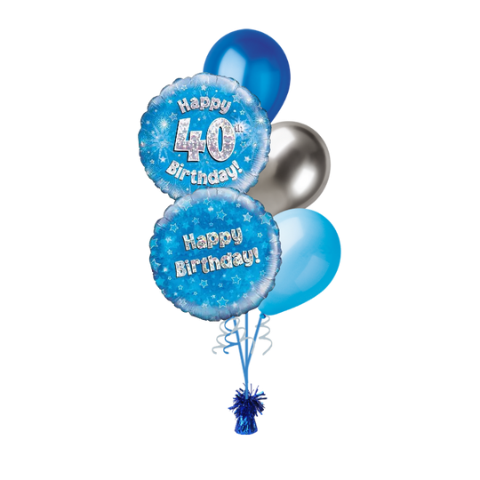 BOUQUET - HAPPY 40th BIRTHDAY - BLUE