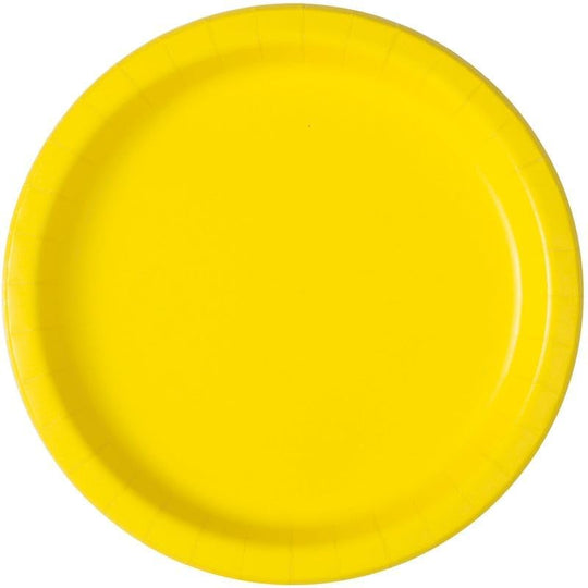 PAPER PLATES - NEON YELLOW - PACK OF 16
