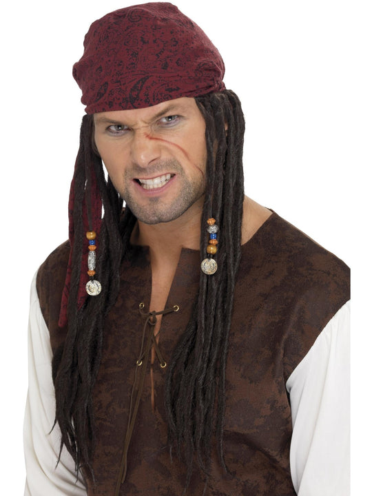 PIRATE WIG & BANDANA - BROWN