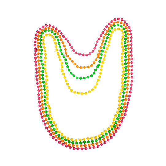 80s NEON BEAD NECKLACES - PACK OF 4