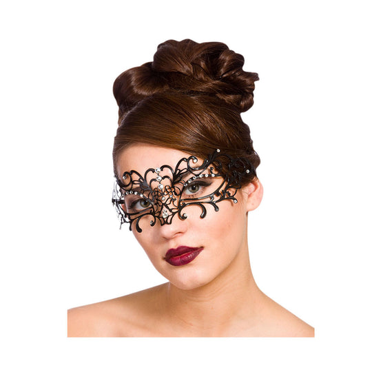 FILIGREE EYE MASK - BLACK & DIAMANTES