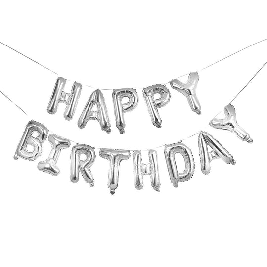 BALLOON BUNTING - HAPPY BIRTHDAY - SILVER
