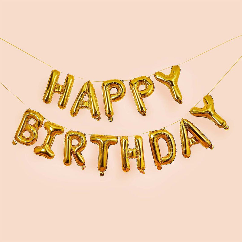 BALLOON BUNTING - HAPPY BIRTHDAY - GOLD