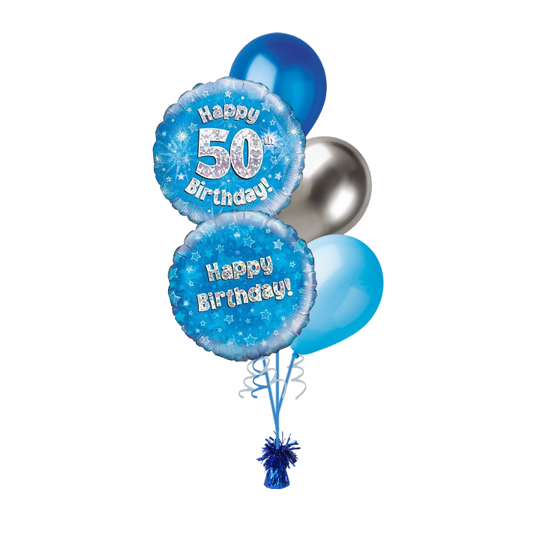 BOUQUET - HAPPY 50th BIRTHDAY - BLUE
