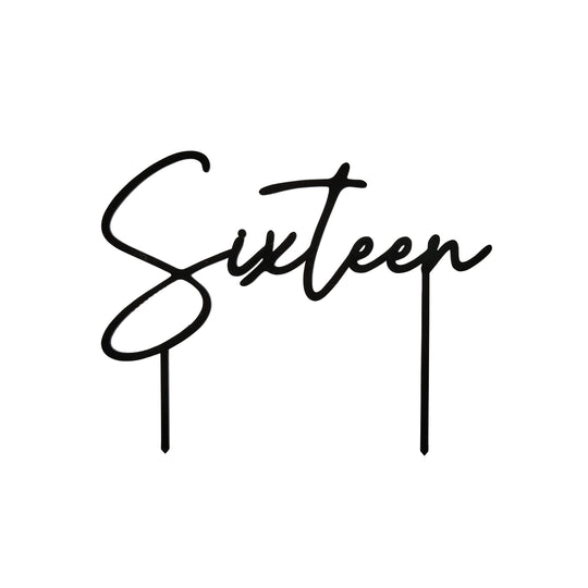 CAKE TOPPER - SIXTEEN - BLACK ACRYLIC
