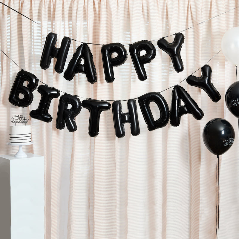 BALLOON BUNTING - HAPPY BIRTHDAY - BLACK