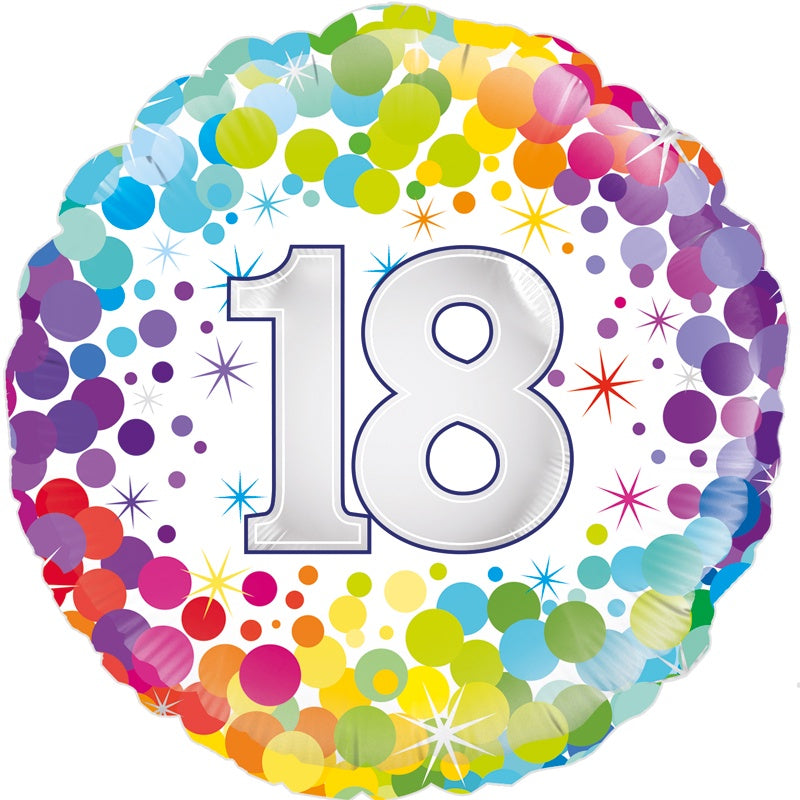 18" FOIL - AGE 18 - COLOURFUL CONFETTI
