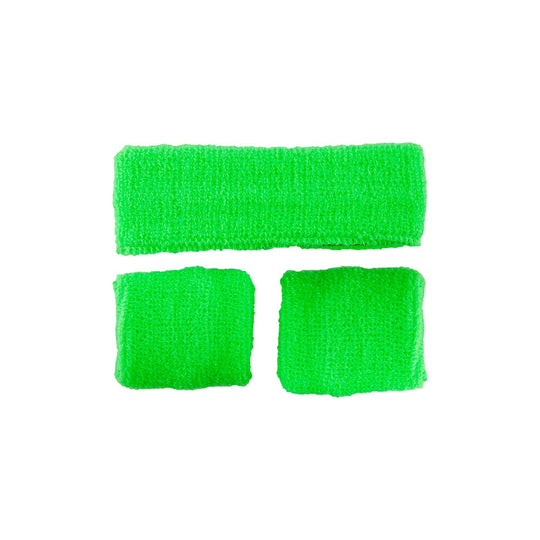 80s SWEATBAND & WRISTBANDS - NEON GREEN