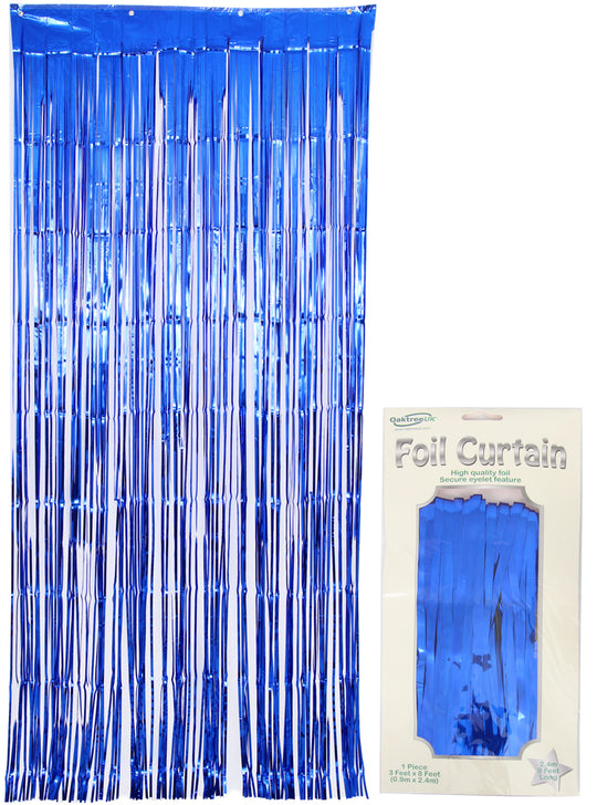 FOIL DOOR CURTAIN - METALLIC BLUE