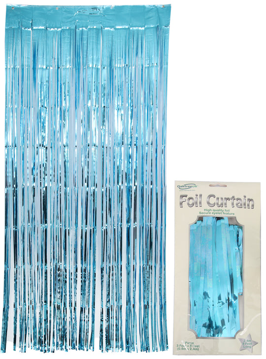FOIL DOOR CURTAIN - METALLIC LIGHT BLUE