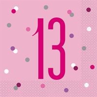 NAPKINS - 13th PINK - PACK OF 16