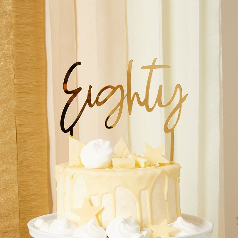 CAKE TOPPER - EIGHTY - GOLD ACRYLIC