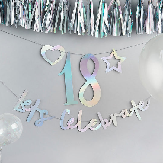 BUNTING - CUSTOMISABLE 'LET'S CELEBRATE' - IRIDESCENT