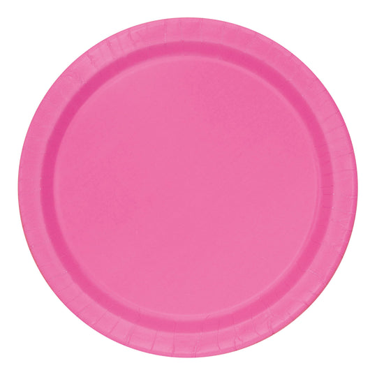 PAPER PLATES - HOT PINK - PACK OF 16