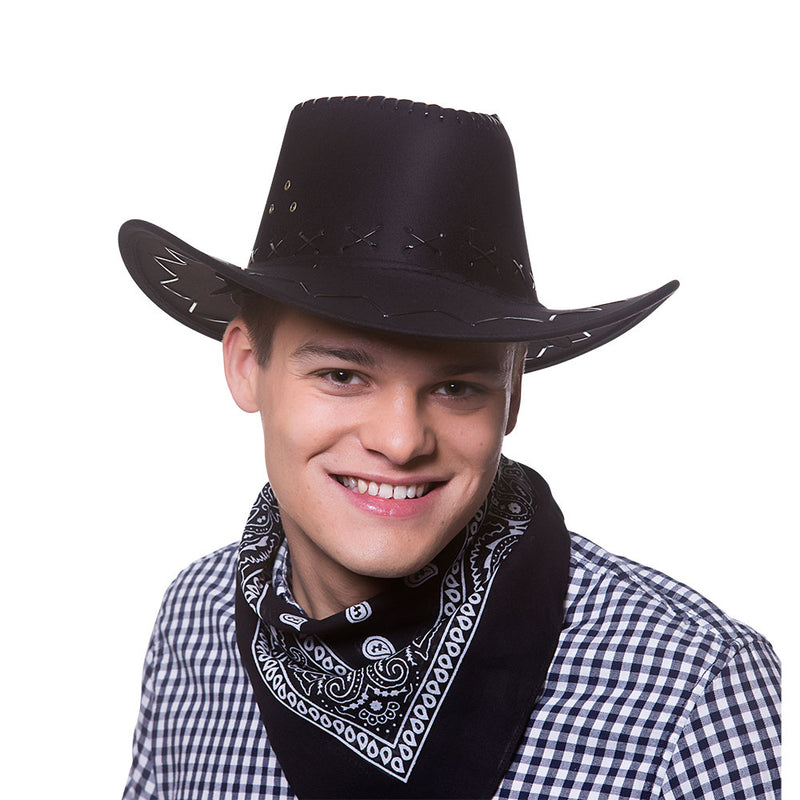 SUEDE COWBOY HAT - BLACK