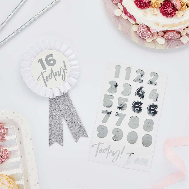 BIRTHDAY BADGE - CUSTOMISABLE - SILVER