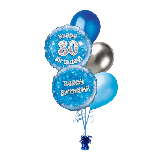 BOUQUET - HAPPY 80th BIRTHDAY - BLUE