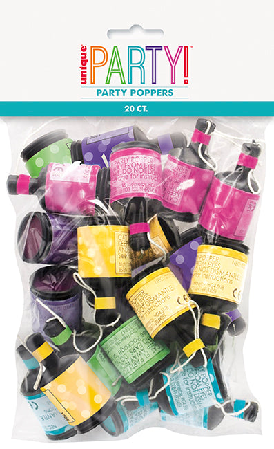 PARTY POPPERS - RAINBOW - PACK OF 20