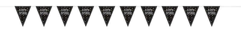 BUNTING - HAPPY BIRTHDAY - BLACK GLITZ