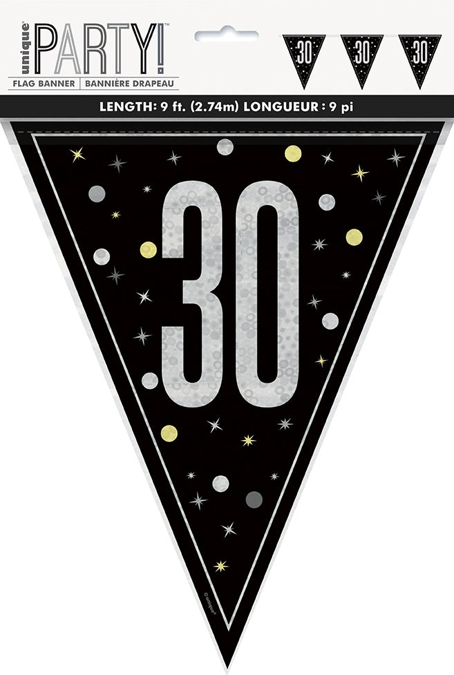 BUNTING - 30th - BLACK GLITZ