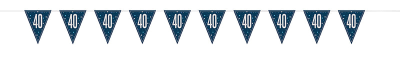 BUNTING - 40th - BLUE GLITZ