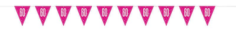 BUNTING - 60th - PINK GLITZ