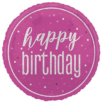 18" FOIL - HAPPY BIRTHDAY - PINK GLITZ