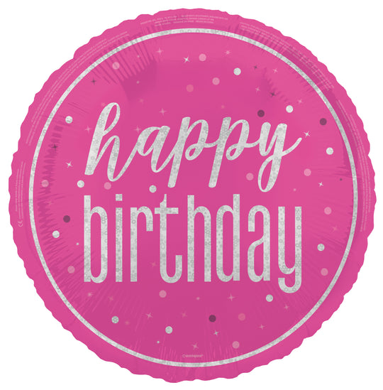 18" FOIL - HAPPY BIRTHDAY - PINK GLITZ