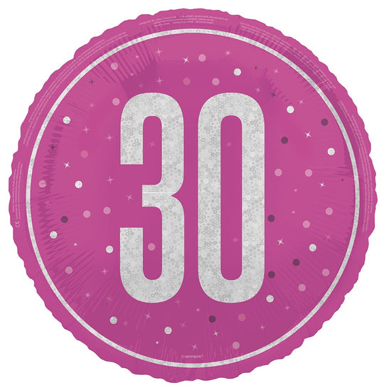 18" FOIL - 30th - PINK GLITZ