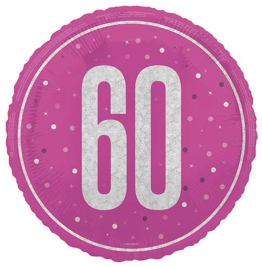 18" FOIL - 60th - PINK GLITZ