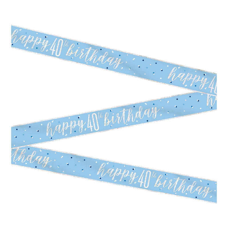 BANNER - HAPPY 40th BIRTHDAY - BLUE
