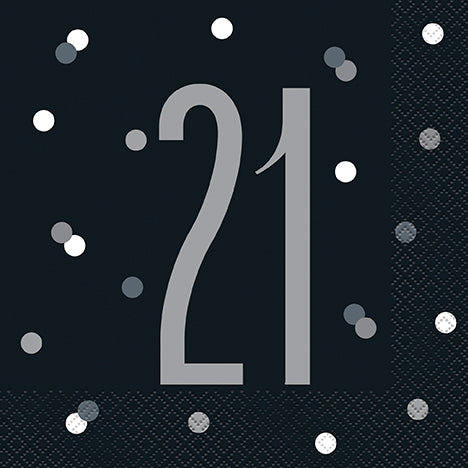 NAPKINS - 21st BLACK - PACK OF 16