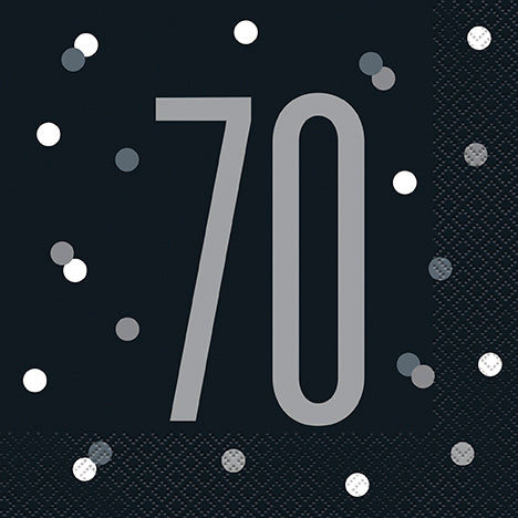 NAPKINS - 70th BLACK - PACK OF 16