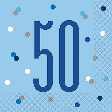 NAPKINS - 50th BLUE - PACK OF 16