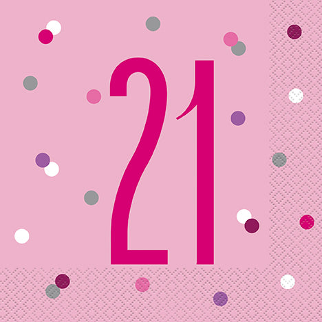 NAPKINS - 21st PINK - PACK OF 16