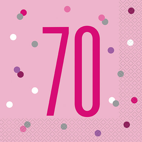 NAPKINS - 70th PINK - PACK OF 16