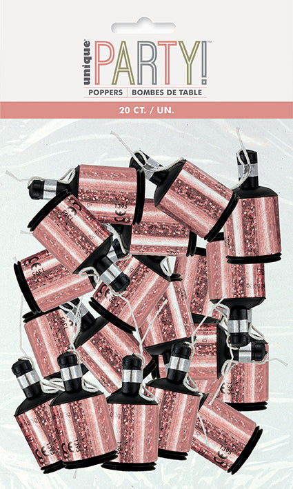 PARTY POPPERS - HOLOGRAPHIC ROSE GOLD - PACK OF 20