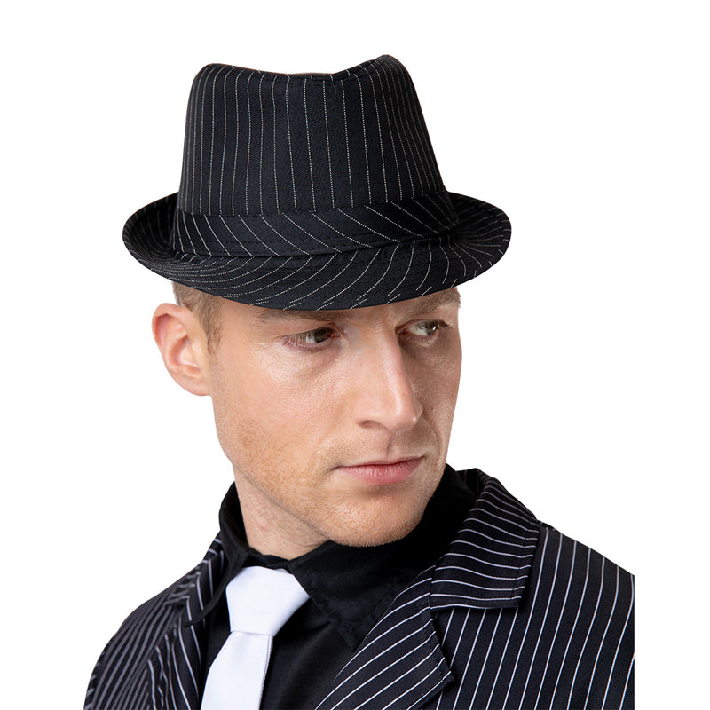 TRILBY HAT - BLACK PINSTRIPE