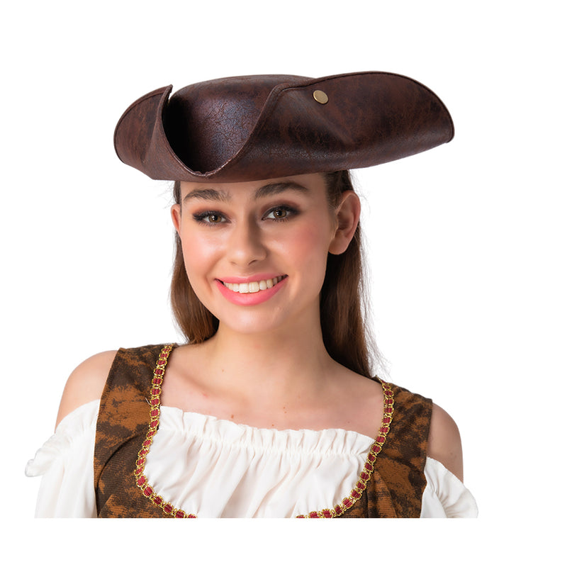 DELUXE PIRATE HAT - DISTRESSED FAUX LEATHER