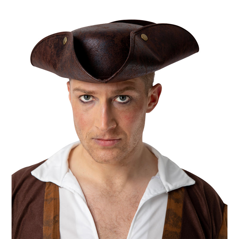 DELUXE PIRATE HAT - DISTRESSED FAUX LEATHER