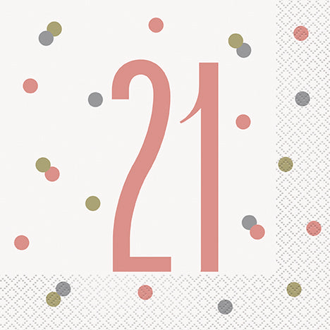 NAPKINS - 21st ROSE GOLD - PACK OF 16