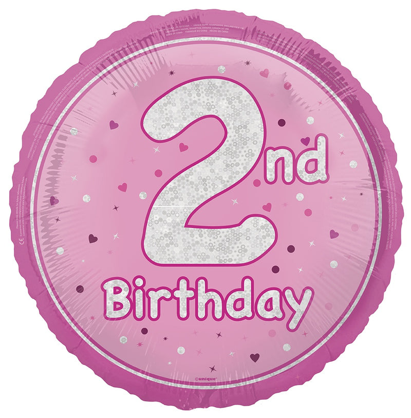 18" FOIL - 2nd BIRTHDAY - PINK