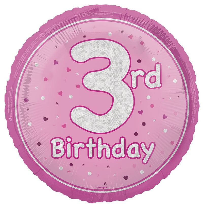 18" FOIL - 3rd BIRTHDAY - PINK