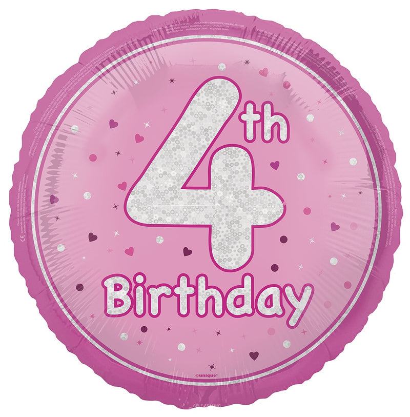 18" FOIL - 4th BIRTHDAY - PINK