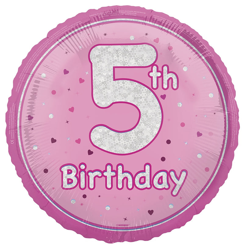 18" FOIL - 5th BIRTHDAY - PINK