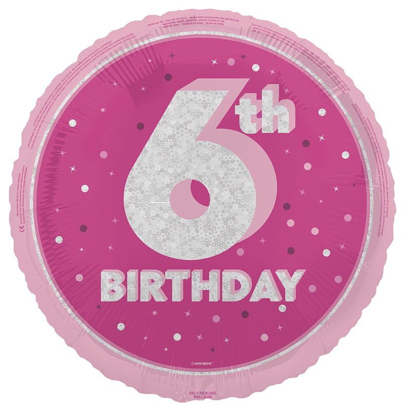 18" FOIL - 6th BIRTHDAY - PINK