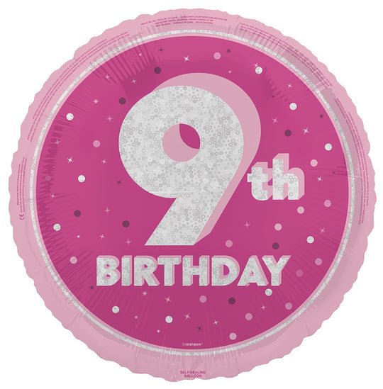 18" FOIL - 9th BIRTHDAY - PINK