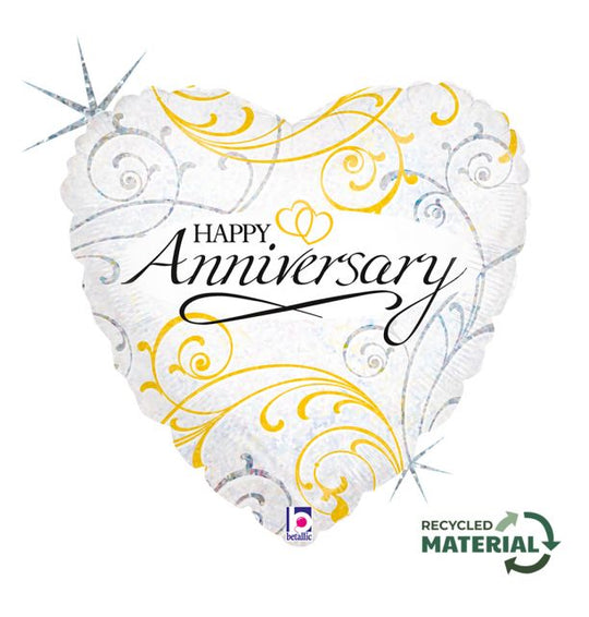 18" FOIL - HAPPY ANNIVERSARY - FILIGREE